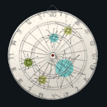 Cible de flechettes atomique iconique de<br><div class="desc">Ce motif atomique iconique de Cible de flechettes de Starbursts comporte les starbursts atomiques iconiques. C'est exact ! La vieille école, arrière - plan crème avec des taches d'or est le contexte parfait pour la turquoise vibrante, le céleri calmant, et les cercles colorés de vert kitschy de poire. Les taches...</div>