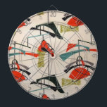 Cible de flechettes atomique moderne de tissu de<br><div class="desc">Chaque jour peut être un souffle du passé avec ce panneau de dard inspiré moderne de la moitié du siècle. Les caractéristiques de conception une reproduction d'un motif mobile atomique vintage de tissu. L'arrière - plan est ecru avec des formes bleues, oranges, vertes et noires d'art moderne. C'est le panneau...</div>