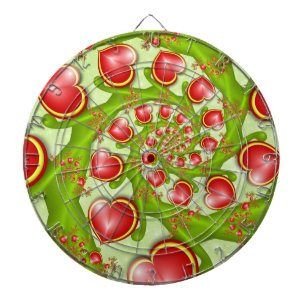 Cible De Fléchettes Avec beaucoup d'amour Rouge Coeurs Jaunes Fractal