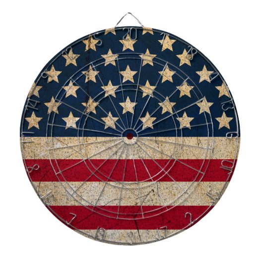 Cible de fléchettes avec drapeau américain grunge (Devant)