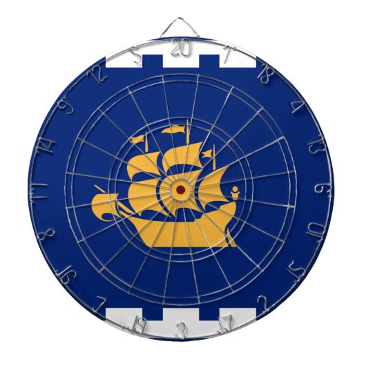 Cible de fléchettes avec drapeau de la ville de Qu (Devant)