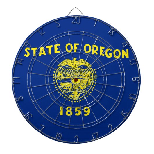 Cible de fléchettes avec drapeau de l'Oregon, État (Devant)
