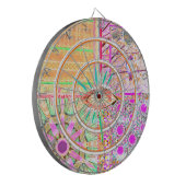 Cible De Fléchettes Azulejos Carreaux géométriques avec Oiseau de Paix (Devant gauche)