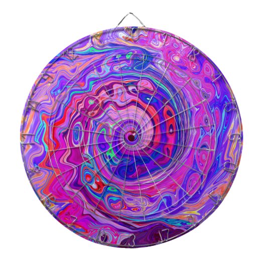 Cible De Fléchettes Balayage Abstrait rétro violet et orange (Devant)