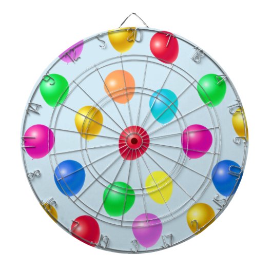 Cible De Fléchettes Ballons de fête multicolores sur fond bleu clair (Devant)