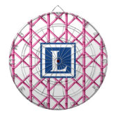 Cible De Fléchettes Bamboo Trellis rose Marine Preppy Motif Monogramme (Devant)