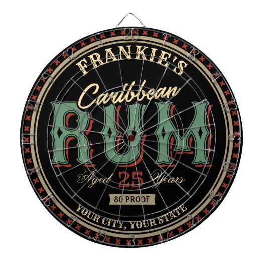 Cible De Fléchettes Bar à Étiquette de bouteille de rhum caraïbe perso (Devant)