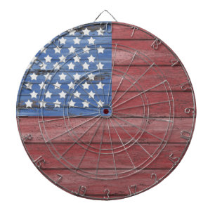 Cible De Fléchettes Barne Rustique en bois Mur Drapeau américain Patri