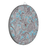 Cible De Fléchettes Beau bleu gris classique floral (Devant gauche)