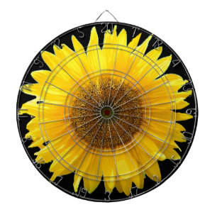 Cible De Fléchettes Beau tournesol sur un tableau de fléchettes noir