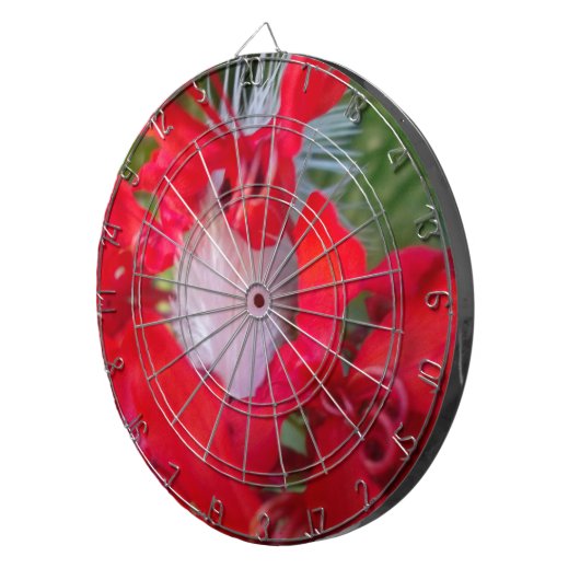 Cible De Fléchettes Beauté délicate : Fleur rouge avec plumes blanches (Devant droit)