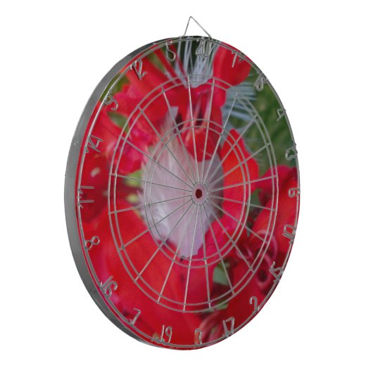 Cible De Fléchettes Beauté délicate : Fleur rouge avec plumes blanches (Devant gauche)