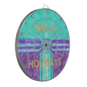 Cible De Fléchettes Belle Happy Holidays Blue Cyan conception vectorie (Devant gauche)