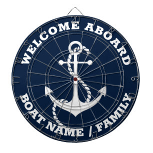 Cible De Fléchettes Bienvenue à bord marine blanche ancre nautique per