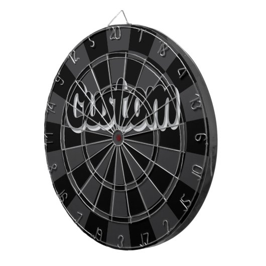 Cible De Fléchettes Black And Charcoal Gray Custom Text (Devant droit)