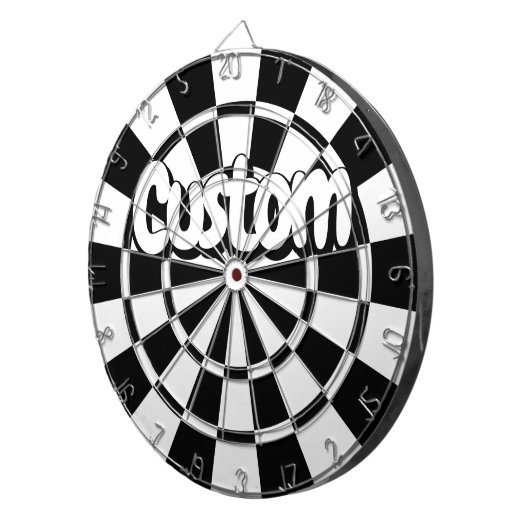 Cible De Fléchettes Black And White Customizable Text (Devant droit)