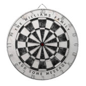 Cible De Fléchettes Black & White Marble Classic Custom Name & Message (Devant)
