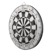 Cible De Fléchettes Black & White Marble Classic Custom Name & Message (Devant droit)