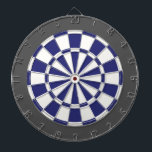 Cible de flechettes : Blanc, bleu marine, et gris<br><div class="desc">Blanc,  bleu marine,  et jeu de Cible de flechettes coloré de gris de charbon de bois comprenant 6 dards en laiton</div>