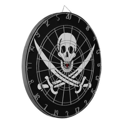 Cible De Fléchettes Blanc, Drapeau Pirate Calico Jack, Crâne & Cutlass (Devant gauche)