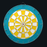 Cible de flechettes : Blanc, Jaune Doré Et Turquoi<br><div class="desc">Jeu De Cible de flechettes Blanc,  Jaune Doré Et Turquoise De Couleur,  Dont 6 Fosses En Laiton</div>