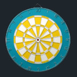 Cible de flechettes : Blanc, Jaune Doré Et Turquoi<br><div class="desc">Jeu De Cible de flechettes Blanc,  Jaune Doré Et Turquoise De Couleur,  Dont 6 Fosses En Laiton</div>