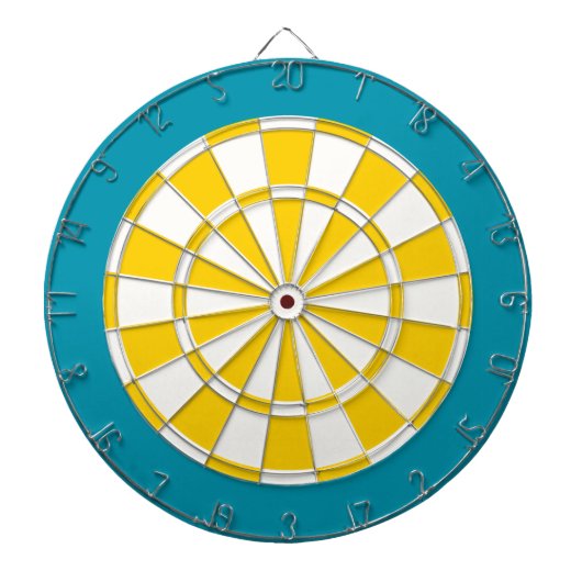 Cible de flechettes : Blanc, Jaune Doré Et Turquoi (Devant)