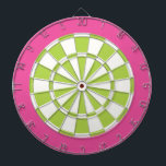 Cible de flechettes : Blanc, Lime Et Rose<br><div class="desc">Jeu De Cible de flechettes De Couleur Blanche,  Lime Et Rose Comprenant 6 Fosses En Laiton</div>