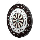 Cible De Fléchettes Blanc noir et bleu | Monogramme de la salle de jeu (Devant droit)