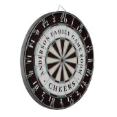 Cible De Fléchettes Blanc noir et bleu | Monogramme de la salle de jeu (Devant gauche)