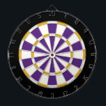 Cible De Fléchettes Blanc, or, pourpre, et noir<br><div class="desc">Blanc,  or,  pourpre,  et jeu de Cible de flechettes coloré par noir comprenant 6 dards en laiton</div>