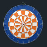 Cible de flechettes : Blanc, orange, et bleu<br><div class="desc">Jeu de Cible de flechettes blanc,  orange,  et par bleu coloré comprenant 6 dards en laiton</div>