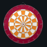 Cible de flechettes : Blanc, orange, et rouge<br><div class="desc">Jeu de Cible de flechettes blanc,  orange,  et par rouge foncé coloré comprenant 6 dards en laiton</div>
