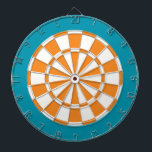 Cible de flechettes : Blanc, orange, et Teal<br><div class="desc">Blanc,  orange,  et Teal a coloré le jeu de Cible de flechettes comprenant 6 dards en laiton</div>
