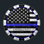 Cible De Fléchettes Bleu fin fléchettes & Police à drapeau américain /<br><div class="desc">Tableau de bord : Ligne Bleue Mince et Drapeau Américain (USA) - thème de l'application / police - amour mon pays,  patriotes / fans de sport</div>