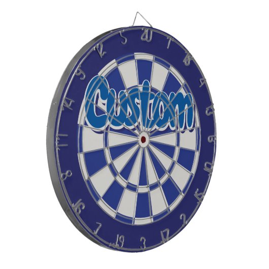 Cible De Fléchettes Blue and White Cool Personalized Text (Devant gauche)