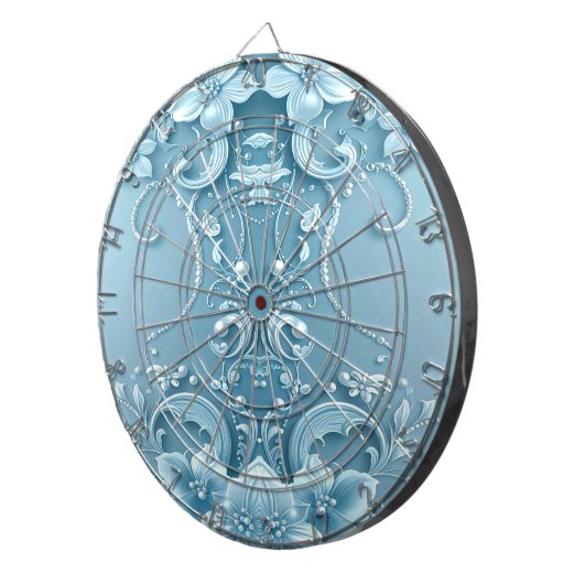 Cible De Fléchettes Blue Decorative Floral Dartboard (Devant droit)