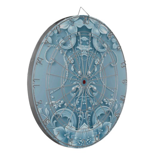 Cible De Fléchettes Blue Decorative Floral Dartboard (Devant gauche)