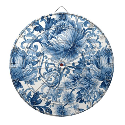 Cible De Fléchettes Blue Dreams | Floral Watercolor Chinoiserie (Devant)