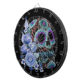 Cible De Fléchettes Blue Floral Black Sugar Skull Jour des morts (Devant droit)