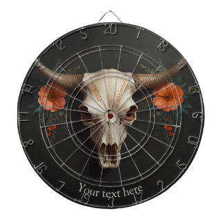 Cible De Fléchettes Boho Chic Aquarelle Minimaliste Vache Florale Crân