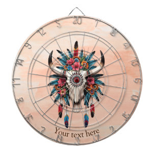 Cible De Fléchettes Boho Chic Aquarelle Tribal Floral Vache Crâne
