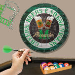 Cible De Fléchettes Bois rustique Cheers Bières Shenanigans<br><div class="desc">Tableaux : Cheers Beers et Shenanigans Beer stein tasses avec shamrock de trèfle 4 feuilles. Ce design irlandais sur le thème de la bière est juste pour votre occasion et fait le cadeau personnalisé parfait, il est parfait pour les mariages de graduation, des fêtes, des réunions de famille, et juste...</div>