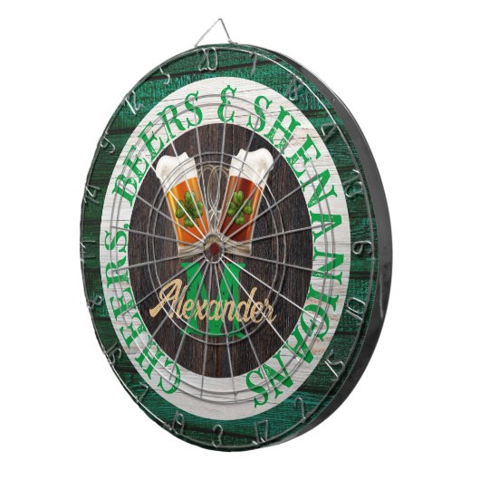 Cible De Fléchettes Bois rustique Cheers Bières Shenanigans (Devant droit)