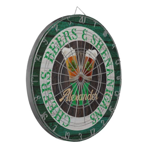 Cible De Fléchettes Bois rustique Cheers Bières Shenanigans (Devant gauche)