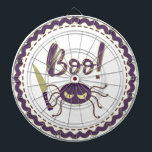Cible De Fléchettes Boo drôle Halloween personnage d'araignée main<br><div class="desc">Araignée d'Halloween avec couteau à la main dit Boo!</div>