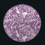 Cible De Fléchettes Botanique violet moderne<br><div class="desc">Motif de feuilles et de fleurs botaniques modernes en blanc sur un arrière - plan violet. Art original de Nic Squirrell.</div>