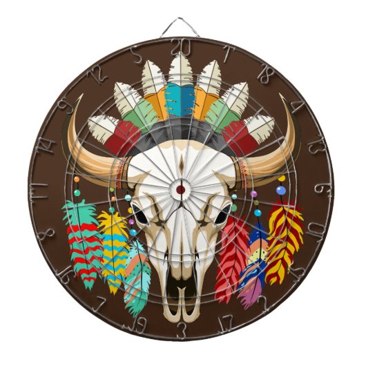 Cible De Fléchettes Buffalo Skull Native American Emblem (Devant)
