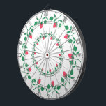 Cible De Fléchettes Cadre rond fleuri avec fleurs roses<br><div class="desc">Bordure circulaire élégante avec motif floral fait de fleurs roses avec des feuilles</div>