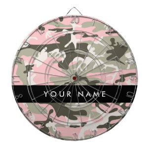Cible De Fléchettes Camouflage Rose et Vert Personnalisez Votre Nom